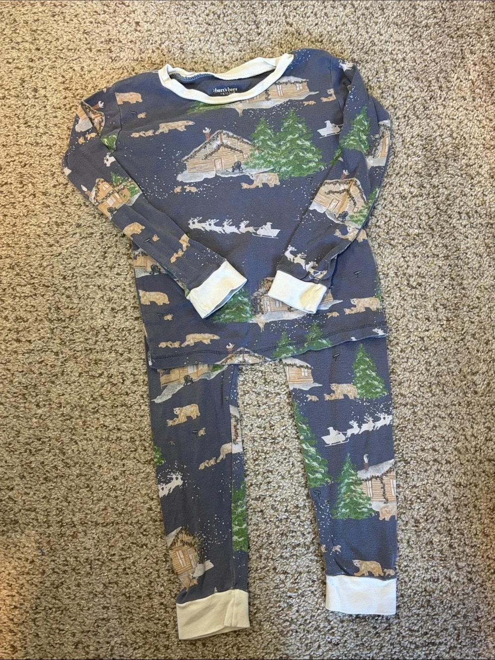 Burt’s Bees 100% Organic Cotton Two Piece Pajama Set Size 5T Winter Print